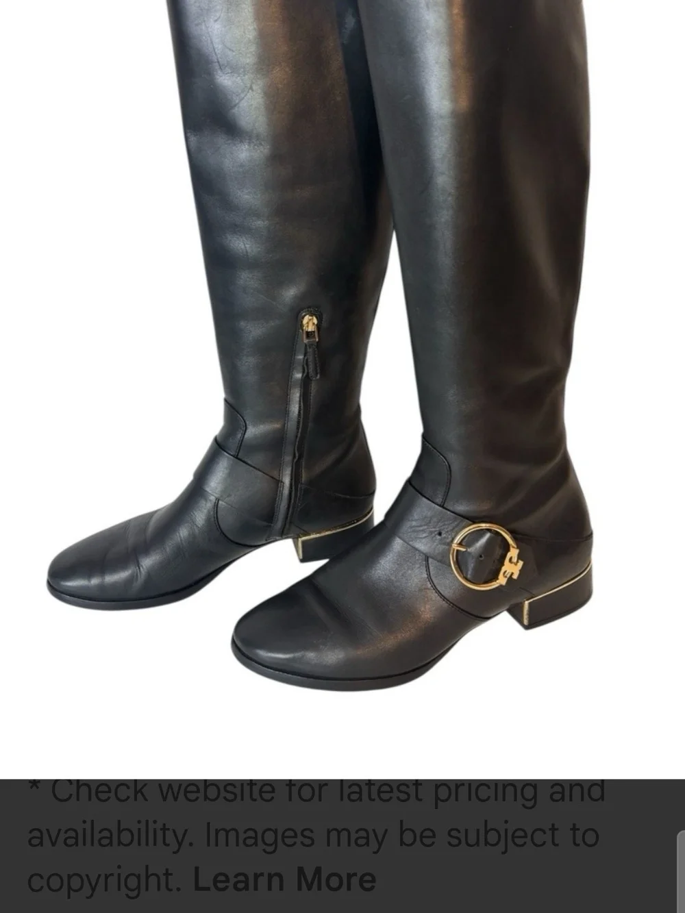 Tory Burch Sophia Black Leather Riding Boots Size 8